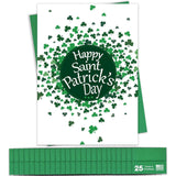 Happy St. Patrick'S Day Cards For Family & Business (Clovers) Saint Patrick Bulk Greeting Card Set Pack Of 25 With Green Envelopes (5X7 Inch - A7) Great For Office, Work, Employees & Clients Hsp100