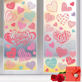 4 Sheet Valentines Window Cling Stickers Happy Valentines Day Double-Sided Heart Window Decals Red Pink White Love Heart Designs Electrostatic Glass Window Stickers Decor For Party Glass Supplies