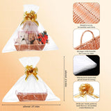 4 Pcs Empty Gift Baskets Bulk To Fill 14 X 10 X 2.8 Inch Thanksgiving Christmas Large Storage Basket With Handle Gift Bags And Golden Bows For Diy Holiday Party (Wood Color)