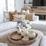 10 Pcs Spring Flowers Artificial Lilies Bouquet Fake Easter Cemetery Flowers Silk Flower Arrangements For Vase Home Table Centerpieces Wedding Indoor Grave Decorations (Pueple White)