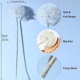 Artificial Dandelion Flowers Lovely Faux Dandelion Flowers For Home Decoration (4 Pcs) (White)