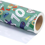 10Th Birthday Wrapping Paper Roll - Mini Roll - 17 Inch X 16.5 Feet - Gaming Boys Happy Birthday Wrapping Paper For Boys, Game Lover, Party, Holiday