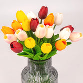 20 Pcs Mix Color Tulips Artificial Flowers With Soft Latex Materials, Spring Summer Fake Flowers Decorations For Home, Office, Dining Table Centerpiece