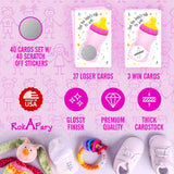 Find The Babys Milk Scratch Off Game, Its A Girl Baby Shower Easy To Play Silly Games, Funny Idea, Ice Breaker Activity. Raffle Cards, Pink Bottle, Set Of 40 Cards Made In Usa