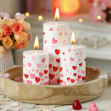 Set Of 3 Valentine'S Day Pillar Candles Decor Red Heart Pillar Candles Gifts For Party Decorations Table Home Decor Spring Celebrations