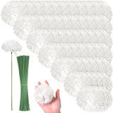 200 Pack Artificial Marigold Flower With Stems Bulk 3.5 Inch Silk Marigold False Flowers Marigolds For Diy Marigold Garland Halloween Wedding Party Home Decorations (White)