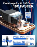87W 4 in 1 Retractable Car Charger USB C Fast Charging Adapter for iPhone Samsung