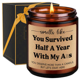 Scented Candle, 6 Month Anniversary Candle Gifts For Boyfriend, Girlfriend - Six, 6 Months Anniversary Wedding Gifts For Her, Him - Funny Half Year, Dating Anniv. Ideas For Husband, Wife, Couple