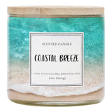Coastal Breeze Scented Candle, 14 Oz Summer Ocean Beach Candle Gift For Women And Men, Natural Soy Wax, 3 Wicks, Up To 40 Hours Burning Time