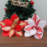 4 Pcs Large Christmas Flower Ornaments Tree Decorations,Christmas Poinsettia Artificial Christmas Flowers With Stems For Xmas Tree Wreath Garland Wedding Party Decor (White)
