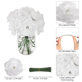 108Pcs White Roses Head Flowers With Stem - Artificial Flowers Rose Bulk - Silk Rose Fake Flower For Wedding Bouquet Party Home Decor Diy Baby Shower Centerpieces Tables Decoration