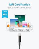 Apple MFi Certified Premium Double Braided Nylon Lightning Cable 6FT Fast Charging Cord for iPhone iPad Black
