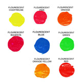 Golden Fluorescent Acrylic Colors Set | 4 Oz Heavy Body Acrylic Paint | Complete Set Of 8 Fluorescent Colors