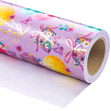 Purple Birthday Wrapping Paper - Mini Roll - 17 Inch X 16.5 Feet - Gold Foil Fantasy Purple Happy Birthday Paper For Kids, Girls, Women, Wedding, Bridal Shower