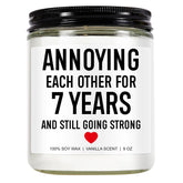 Funny 7 Years Candle, 7 Year Copper Anniversary, Gifts For Him, Her, Men, Women, 7Th Anniversary, Gifts For Couple, Husband, Wife, Happy 7Th Wedding Anniv. Presents Or Decorations