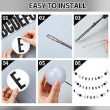 103 Pcs Giant Friendship Bracelet Garland Diy Birthday Halloween Christmas Jumbo Friendship Bracelet Banner Kit Famous Singer Customizable Party Wedding Decor(White Gray Black)