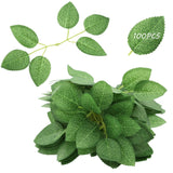 100Pcs Artificial Green Leaves?Bulk Fake Leaves Greenery Leaves Fake Rose Flower Leaves For Diy Wedding Birthday Party Bridal Bouquets Centerpieces Floral Arrangement Diy Craft Home Decorations