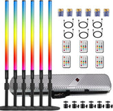 6 Pack 4FT RGB Tube Lights with Stands Case 5000mAh Battery Powered Neon Light Bars