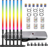 6 Pack 4FT RGB Tube Lights with Stands Case 5000mAh Battery Powered Neon Light Bars
