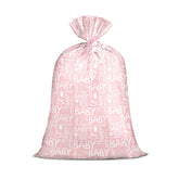 Pink Jumbo Large Plastic Gift Bag, Baby Girl Design Plastic Bag With Tag And Tie For Birthday, Baby Shower And Holiday, 56" X 36", 1 Pcs