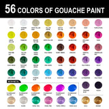 Gouache Paint Set, 56 Colors×30Ml, Unique Jelly Cup Design, Non-Toxic, Gouache Paint For Canvas Watercolor Paper - Perfect For Beginners, Students, Artists