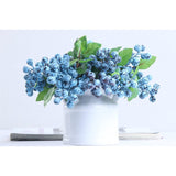 6 Pcs Artificial Blueberries Fake Blue Berries Fruit Blueberry Artificial Flowers Plant For Home Wedding Office Party Decor, 9.1 Inches