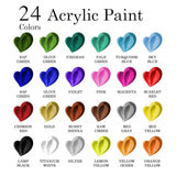Acrylic Paint Set - Art Painting Supplies Kit For Kids & Adults With 24X22Ml Acrylic Paints, 8 Brushes, 1 Painting Pad & Palette - Idea Gift Painting Kit For Student