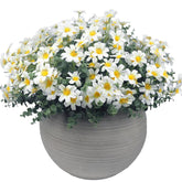 16 Bundles Uv Resistant Artificial Daisy Flowers Fake Eucalyptus Plant Greenery For Indoor Outdoor Shrubbery Pot Home Table Centerpieces (White)
