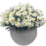 16 Bundles Uv Resistant Artificial Daisy Flowers Fake Eucalyptus Plant Greenery For Indoor Outdoor Shrubbery Pot Home Table Centerpieces (White)