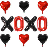 10Pcs Valentines Balloons Decorations - 18 Inch Red Heart Balloons And Black Heart Shaped Balloon - Valentine Foil Balloon For Valentines Day Party Decorations - Romantic Special Night Party Supplies