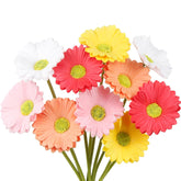 10 Pcs Artificial Gebera Daisies Flowers Fake Daisies Real Touch Flower Pu Faux Flowers Bouquet For Indoor Home Arrangements Vase Wedding Party Table Centerpiece Diy Floral Decor Multicolor