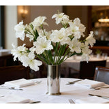 10-Bud Artificial Lily Flowers, 4 Pcs Realistic Silk Lilies For Vase, Silk Flowers For Wedding Decoration (White)