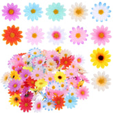 100Pcs Fabric Daisy Flower Head, 1.77Inch Multicolor Daisy Artificial Flowers Fake Flowers Heads Artificial Gerbera Daisies For Diy Craft Wedding Home Party Decoration