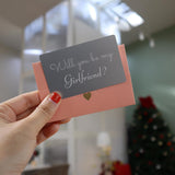 Will You Be My Girlfriend Gray Card Elegant Proposal For Her, Simple And Powerful Card With Pink Envelope