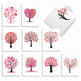 - 20 Cute Boxed Cards (4 X 5.12 Inch) - Assorted Blank Set (10 Designs, 2 Each) - Love Trees Am3185Ocb-B2X10