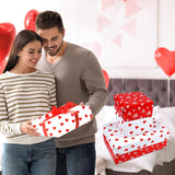 6 Sheets Valentine'S Day Heart Gift Wrapping Paper, White And Red Heart Birthday Wrapping Paper(White And Red)