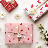 12 Sheet Valentine'S Day Wrapping Paper Heart Stripe Gift Wrap Paper Bulk Folded Flat Pink Red Craft Paper For Diy Crafts Wedding Anniversary Party Gift Packing Supplies, 19.7 X 27.6 Inch