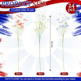 24 Pcs Patriotic Red Blue White Artificial Flower Babies Breath Fake Floral Arrangement For Independence Day Party Home Decor 4Th Of July Veterans Memorial Day Indoor Table Centerpiece