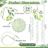 24 Pcs Wisteria Hanging Flowers 3.6 Feet Artificial Fake Wisteria Flower Vine Garland Ratta For Backdrop Wedding Decor Home Party(White)