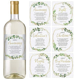 Marriage Milestones, Greenery Wedding Firsts, 6 Wine Bottle Labels