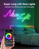 40FT RGB LED Neon Rope Lights App Remote Control Music Sync Waterproof Flexible Strip Lights