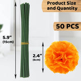 50 Pcs Marigold Flower Heads Bulk, Silk Marigolds With Stems Artificial Mexican Flowers For Diwali Day Of The Dead Dia De Los Muertos Ofrenda Decor