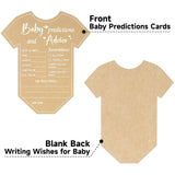 50Pcs Baby Advice Cards, Onesie Baby Shower Predictions And Advice Cards For Parents To Be, Wishes Card For New Parents, Gender Reveal Girls Boys Game Party Decorations(5.2X6In, Kraft, White)