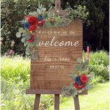 Red Artificial Flower Swag (Set Of 2) For Welcome Sign Wedding Arch Flower Floral Swag Decor Wedding Ceremony Reception Party Table Home Decoration Burgundy And Navy Blue