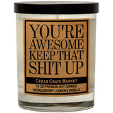 - You'Re Awesome Candle - Huckleberry Lemon Vanilla Scented, Funny Encouragement Gift, Premium Soy Wax, Motivational Candle For Friends Coworkers Boss Appreciation, Usa Made
