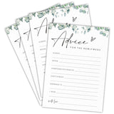 Advice For The Newlyweds Bridal Shower Game - Greenery Eucalyptus - 30 Pcs Double-Sided Fill-In Wedding Game Cards For Newlyweds, Engagement Party Activities & Decorations -B07