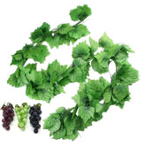 12 Strands 90 Ft Artificial Fake Grape Vines With 3 Strings Grapes, Hanging Plant Large Leaves Garland For Wedding Party Store Home Indoor Outdoor Garden Spring Decor