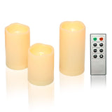 CANDLE CHOICE Waterproof Outdoor Battery Operated Flameless Candles with Remote Timer Plastic Realistic Flickering Fake Electric LED Pillars for Lantern Garden Wedding Christmas Decorations 3 Pack