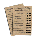 50 Mommy Or Daddy Who Said It Game Sheets Kraft Rustic (50-Sheets) Fun Baby Shower Game Activity