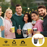 100 Pcs Black And Gold Plastic Cups 12 Oz, Bulk Gold And Black Disposable Party Graduation Cups For Graduation New Year Wedding Birthday Christmas Theme Party Supplies Decorations